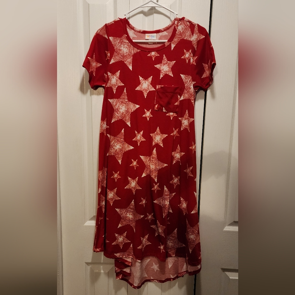 LuLaRoe Red Star Patterned Dress XS XSmall Patriotic Flag